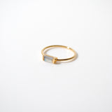 (ラブラドライト/gold) mini rect boad ring