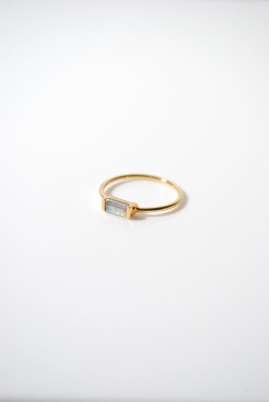 (ラブラドライト/gold) mini rect boad ring