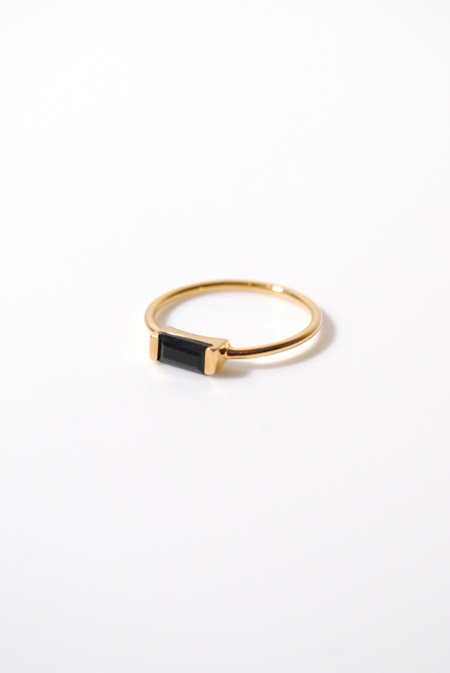 (ブラックオニキス/gold) mini rect boad ring