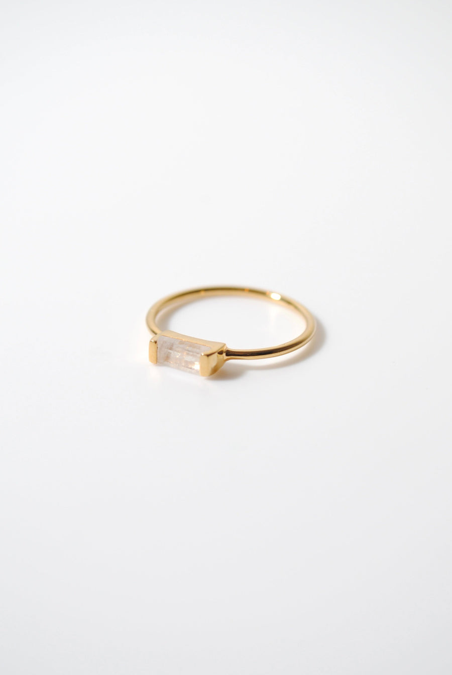 (レインボームーンストーン/gold) mini rect boad ring