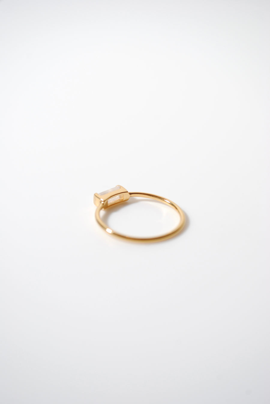 (レインボームーンストーン/gold) mini rect boad ring