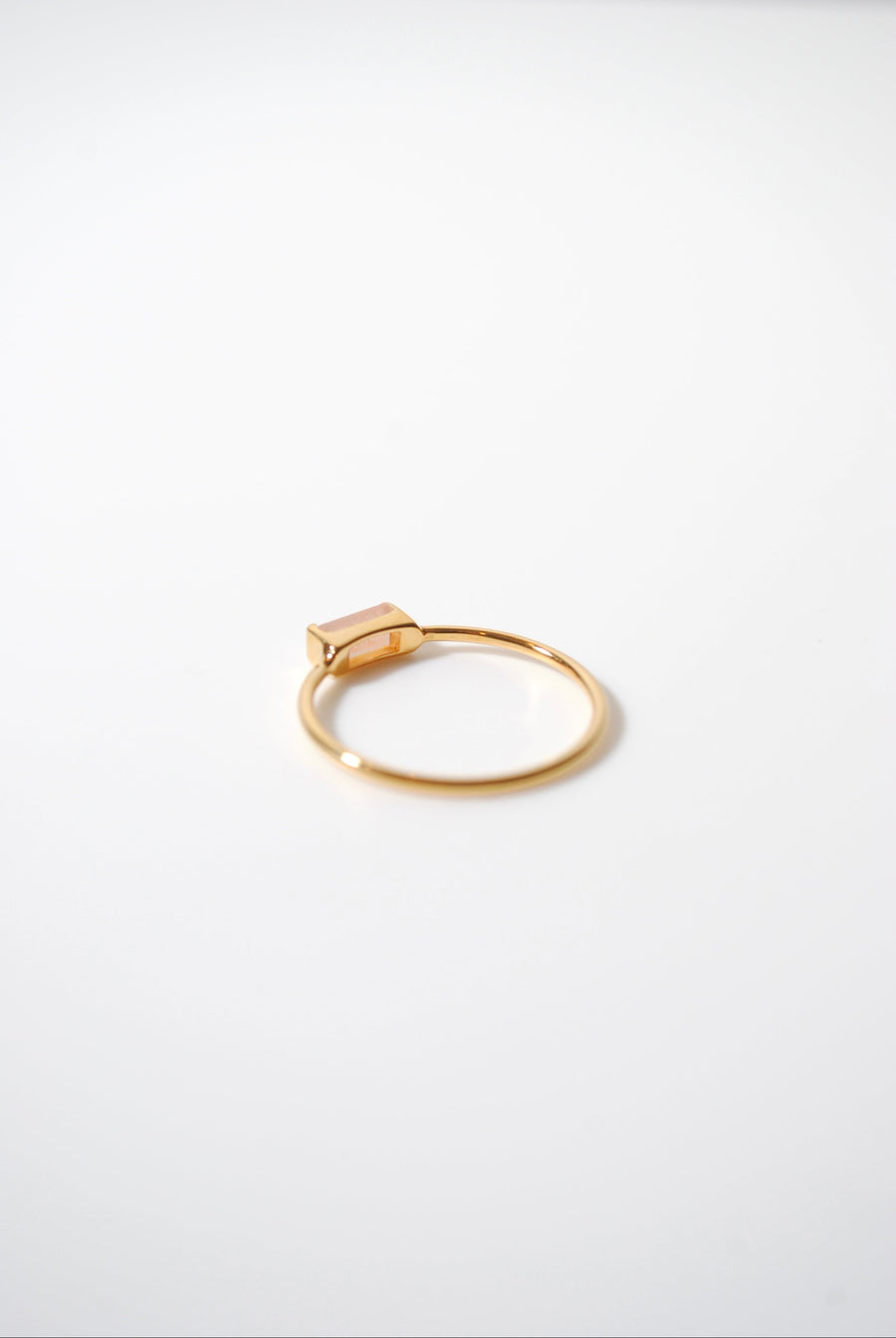 (ピーチムーンストーン/gold) mini rect boad ring