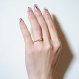 (レインボームーンストーン/gold) mini rect boad ring