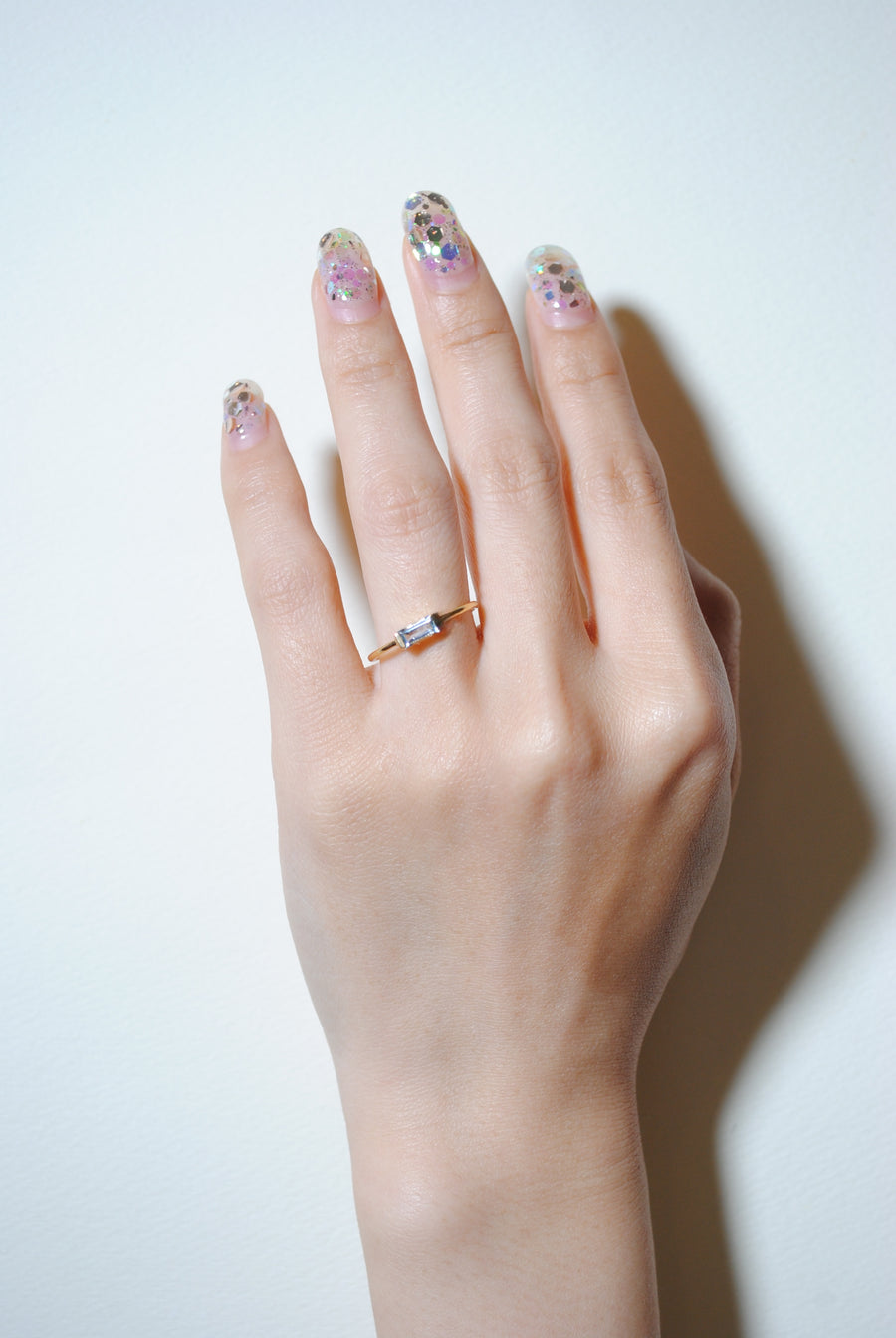 (ブルートパーズ/gold) mini rect boad ring