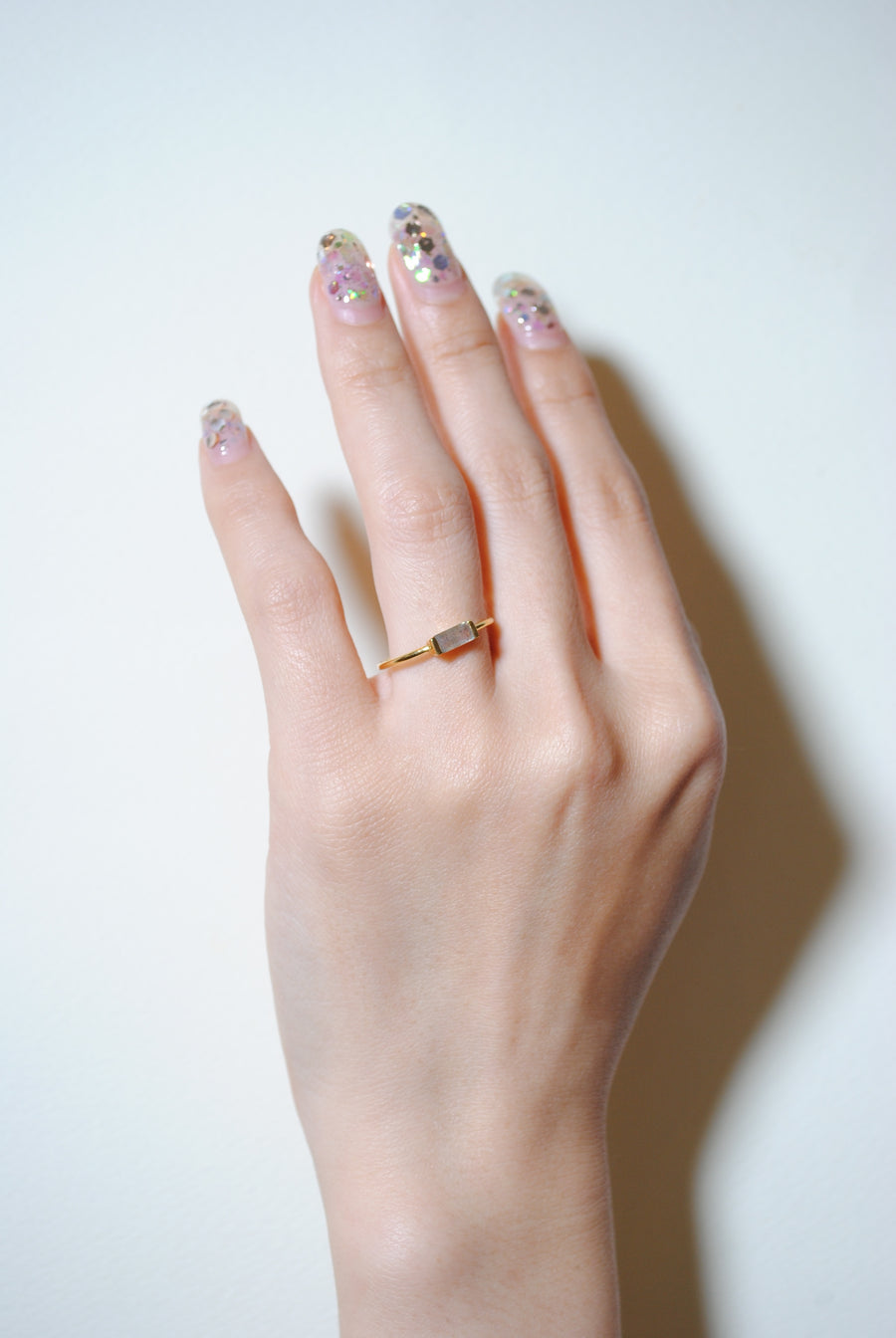 (ラブラドライト/gold) mini rect boad ring