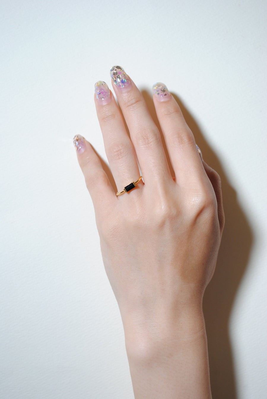 (ブラックオニキス/gold) mini rect boad ring