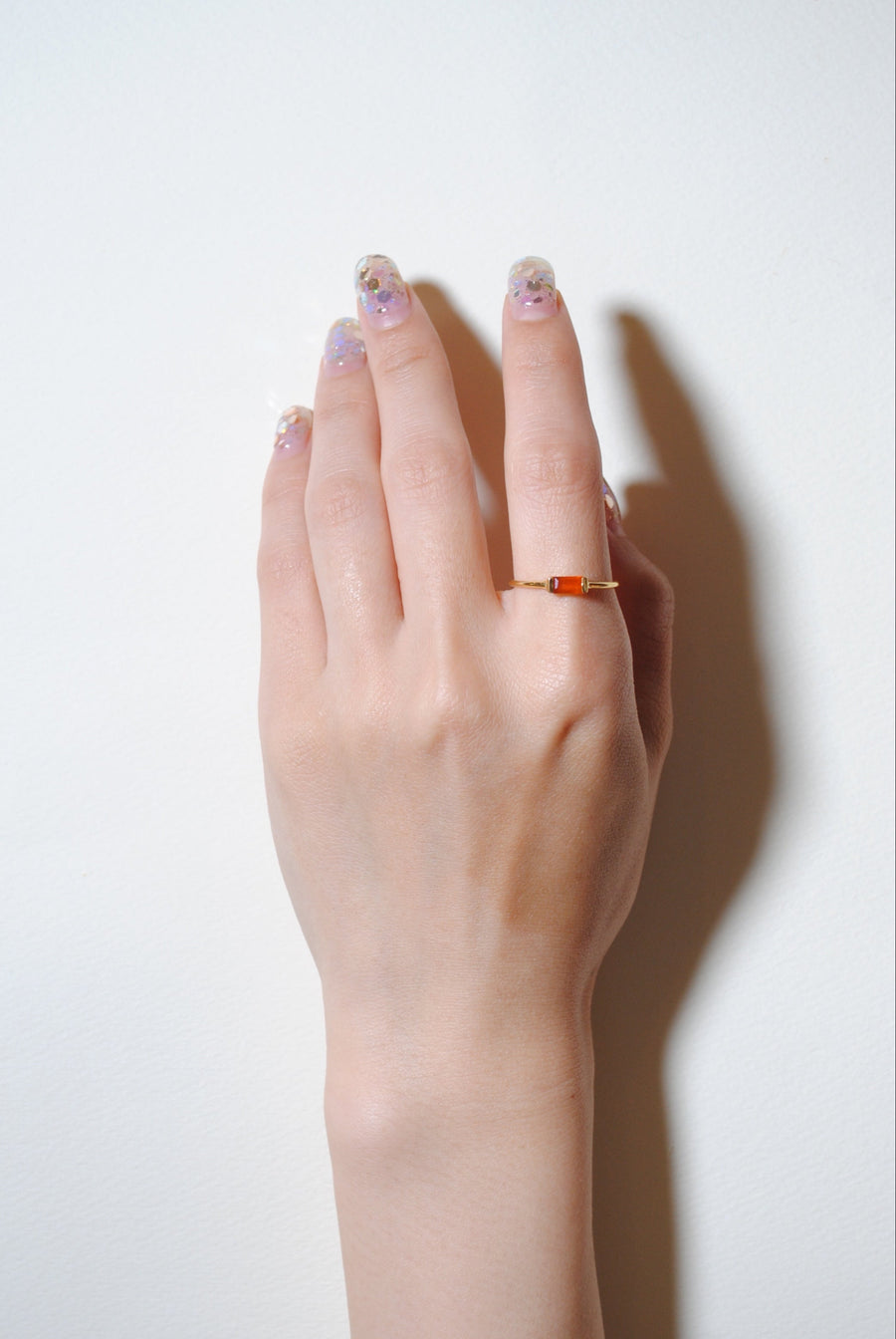 (カーネリアン/gold) mini rect boad ring