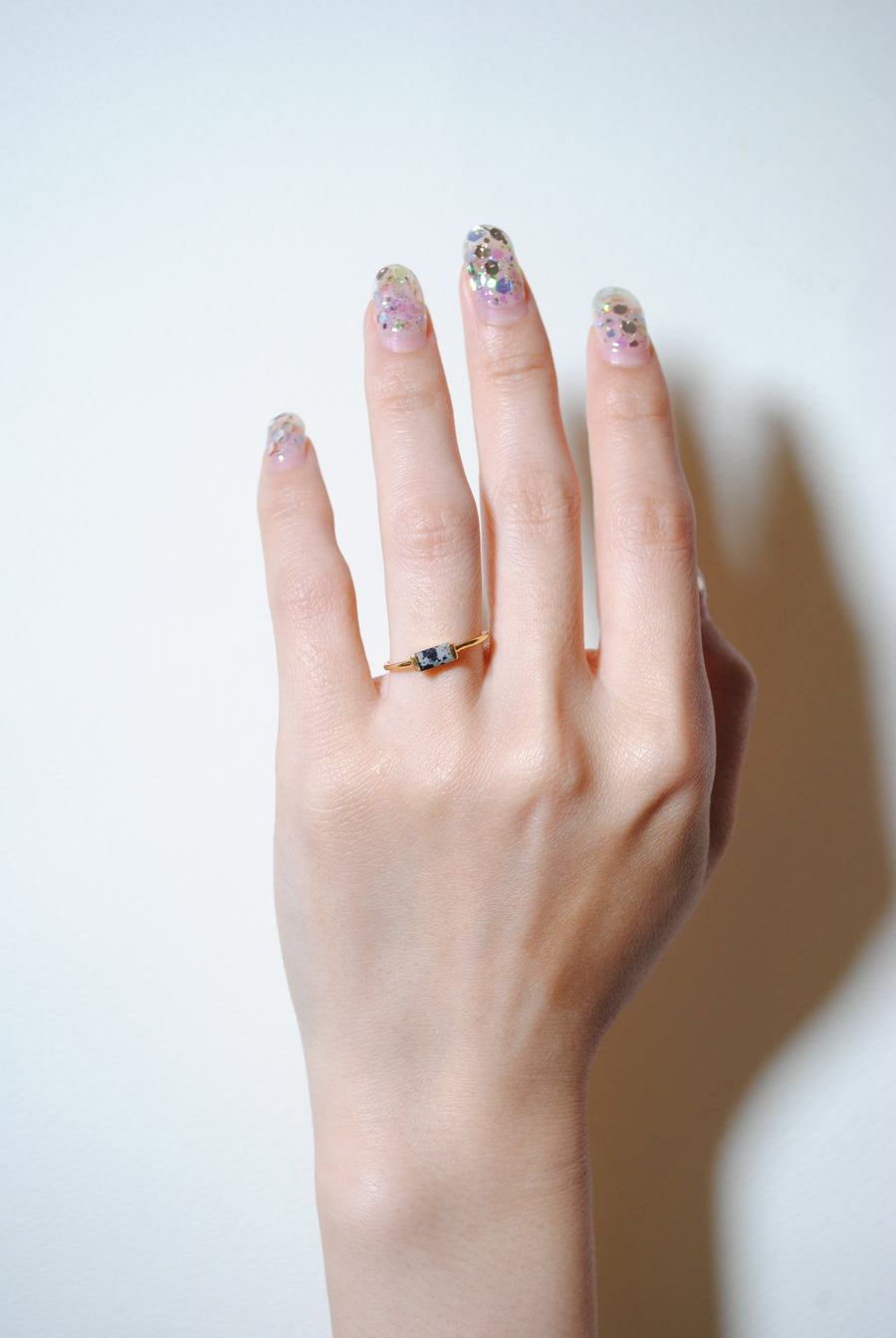 (ダルメシアンジャスパー/gold) mini rect boad ring