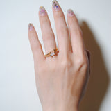 (レインボームーンストーン/gold) mini rect boad ring