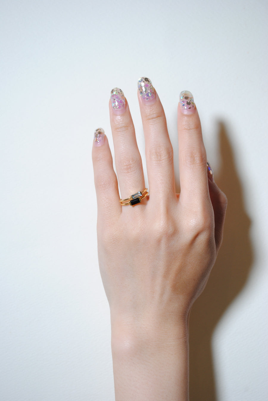 (ブルートパーズ/gold) mini rect boad ring