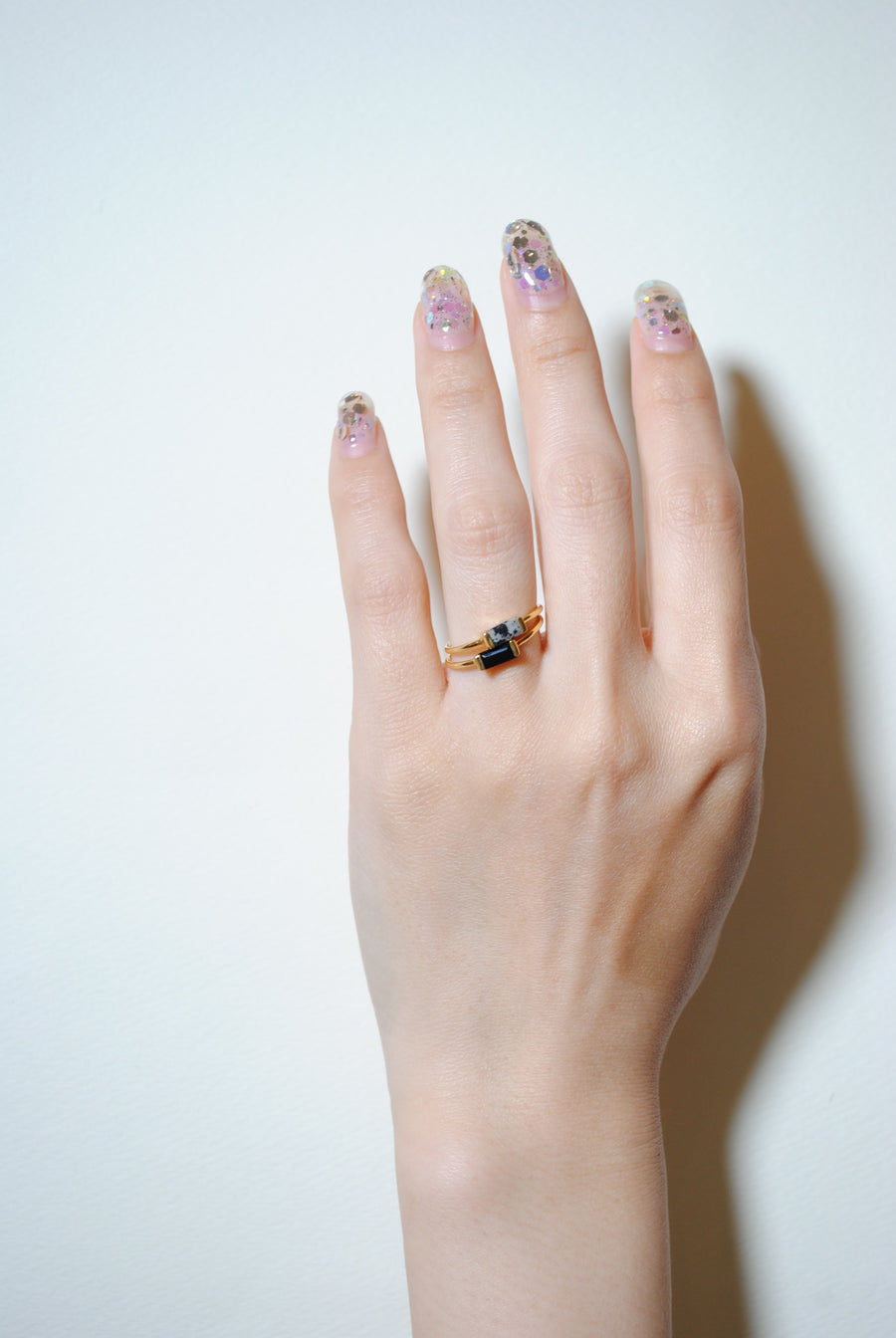 (ブラックオニキス/gold) mini rect boad ring
