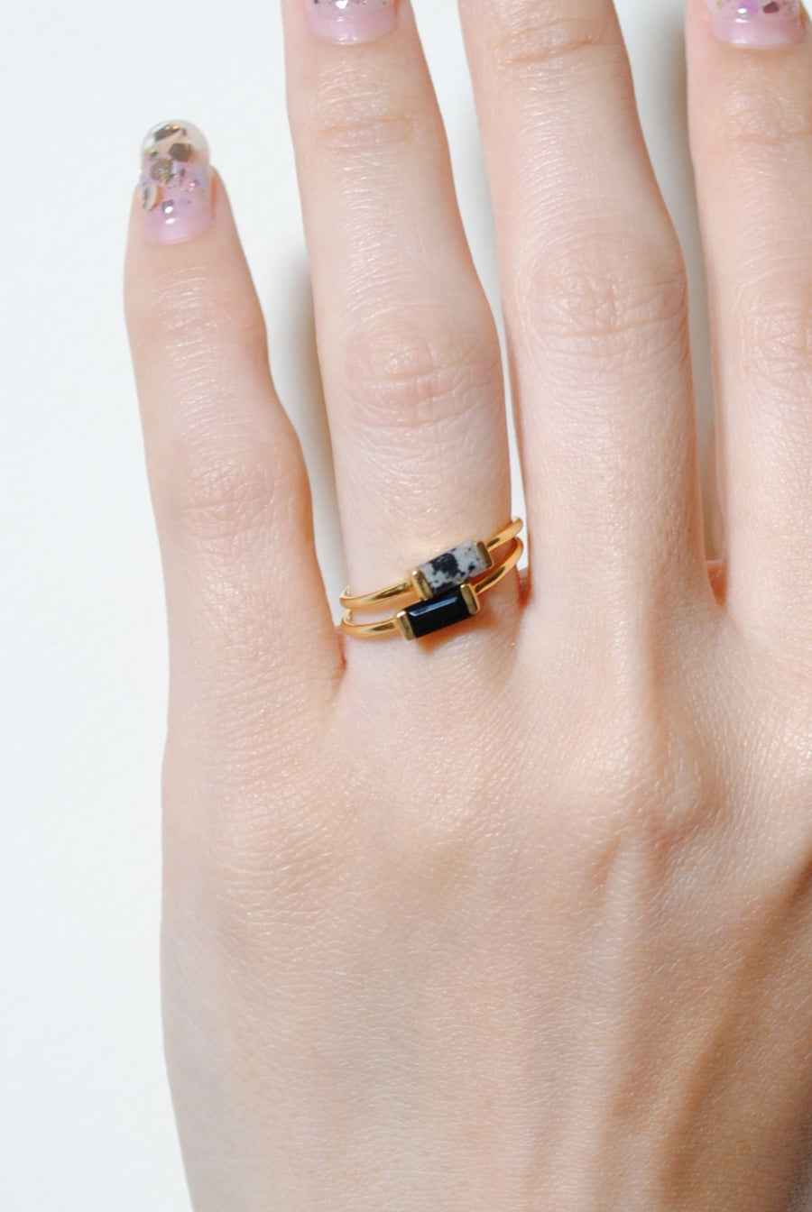 (ブラックオニキス/gold) mini rect boad ring