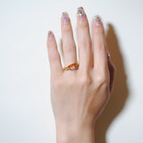 (レインボームーンストーン/gold) mini rect boad ring