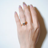 (ラブラドライト/gold) mini rect boad ring