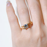 (ラブラドライト/gold) mini rect boad ring