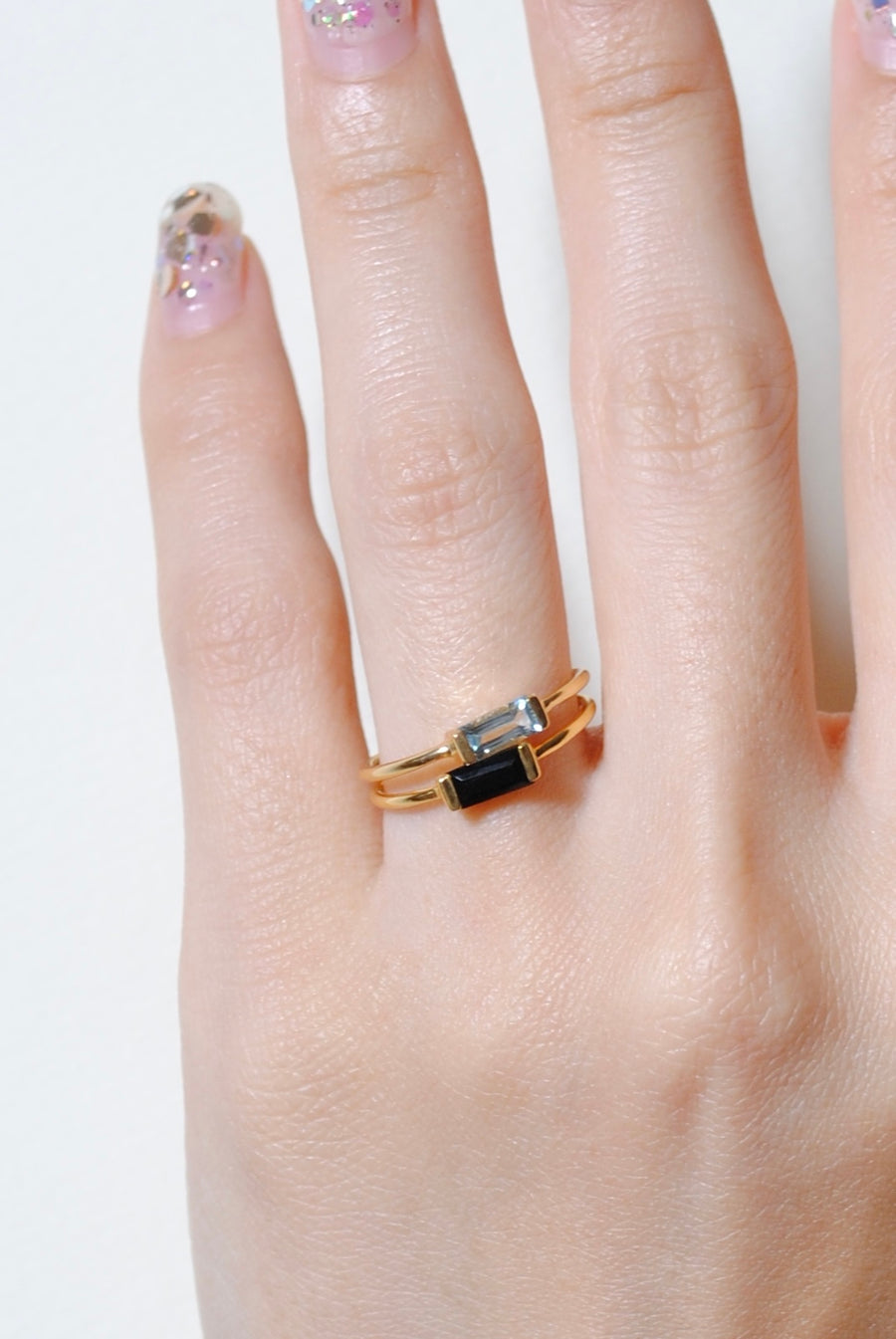 (ブルートパーズ/gold) mini rect boad ring