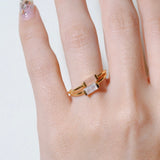(レインボームーンストーン/gold) mini rect boad ring