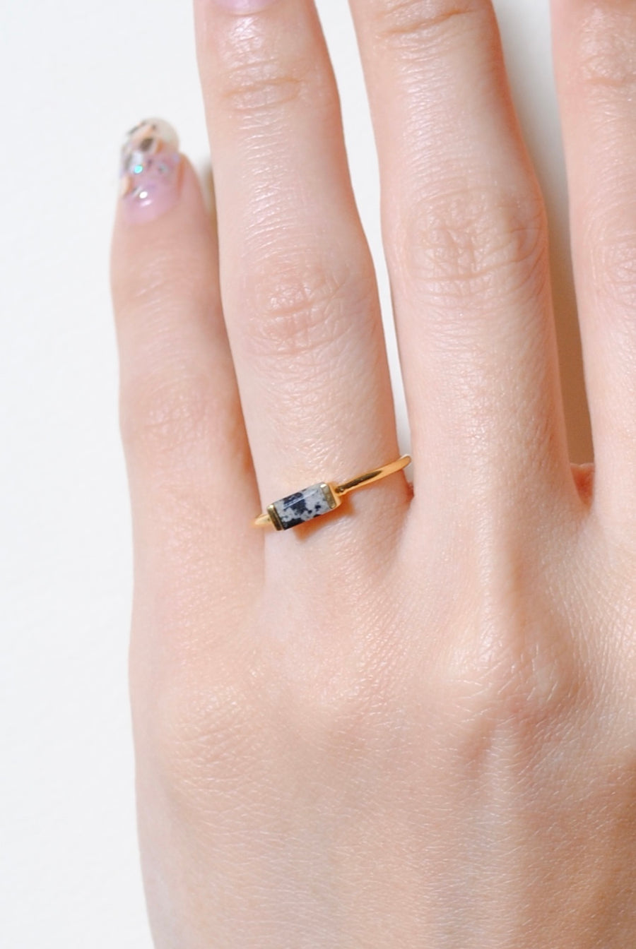 (ダルメシアンジャスパー/gold) mini rect boad ring