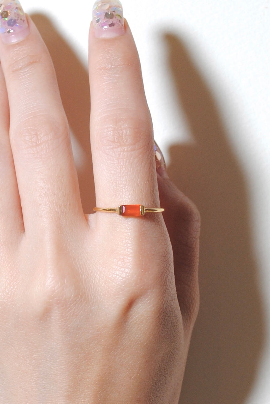 (カーネリアン/gold) mini rect boad ring