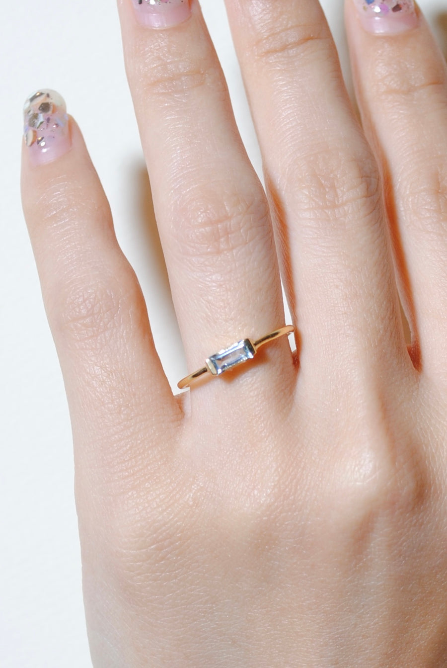 (ブルートパーズ/gold) mini rect boad ring