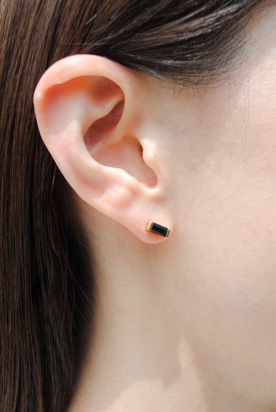 (ブラックオニキス/gold) mini rect boad earring