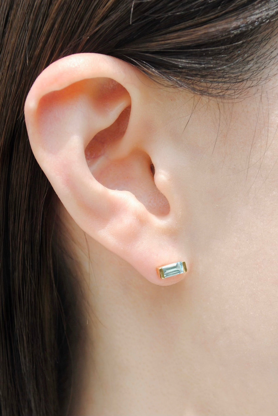 (ブルートパーズ/gold) mini rect boad earring