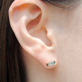 (ラブラドライト/gold) mini rect boad earring