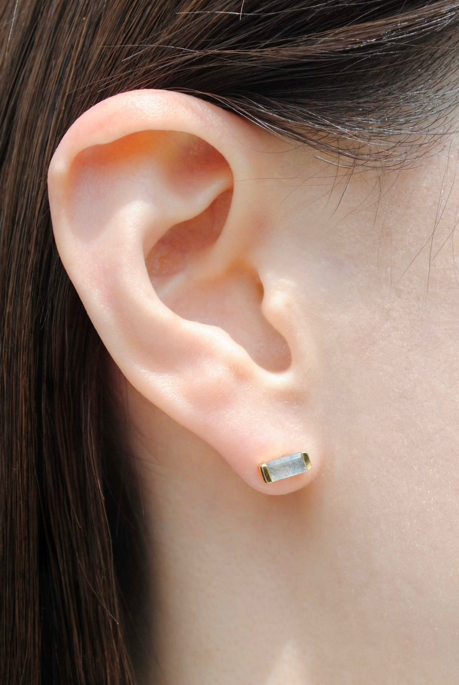 (ラブラドライト/gold) mini rect boad earring