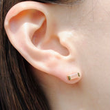(ピーチムーンストーン/gold) mini rect boad earring