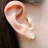 (レインボームーンストーン/gold) mini rect boad earring