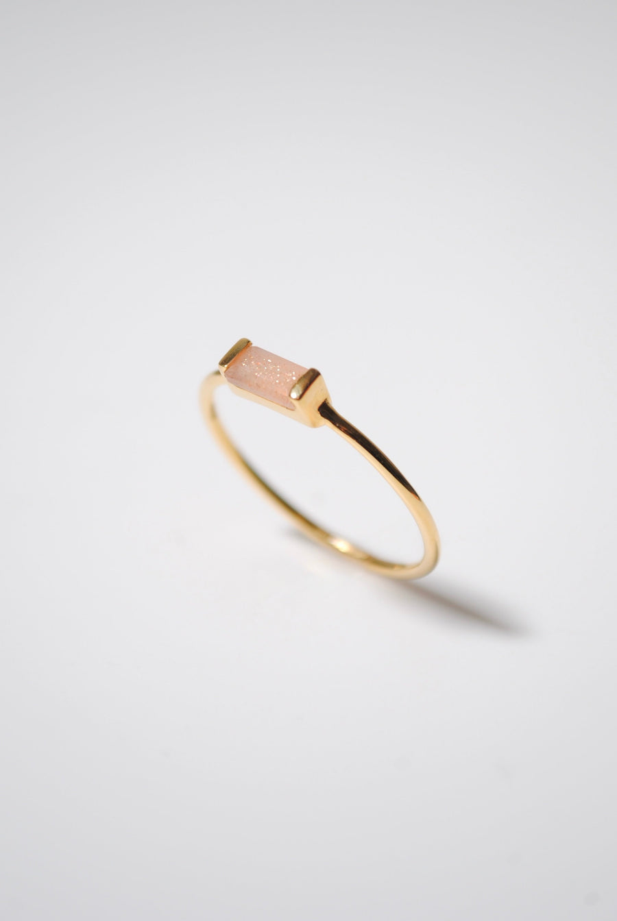 (ピーチムーンストーン/gold) mini rect boad ring