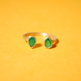 (グリーンオニキス/gold) twin gap ring