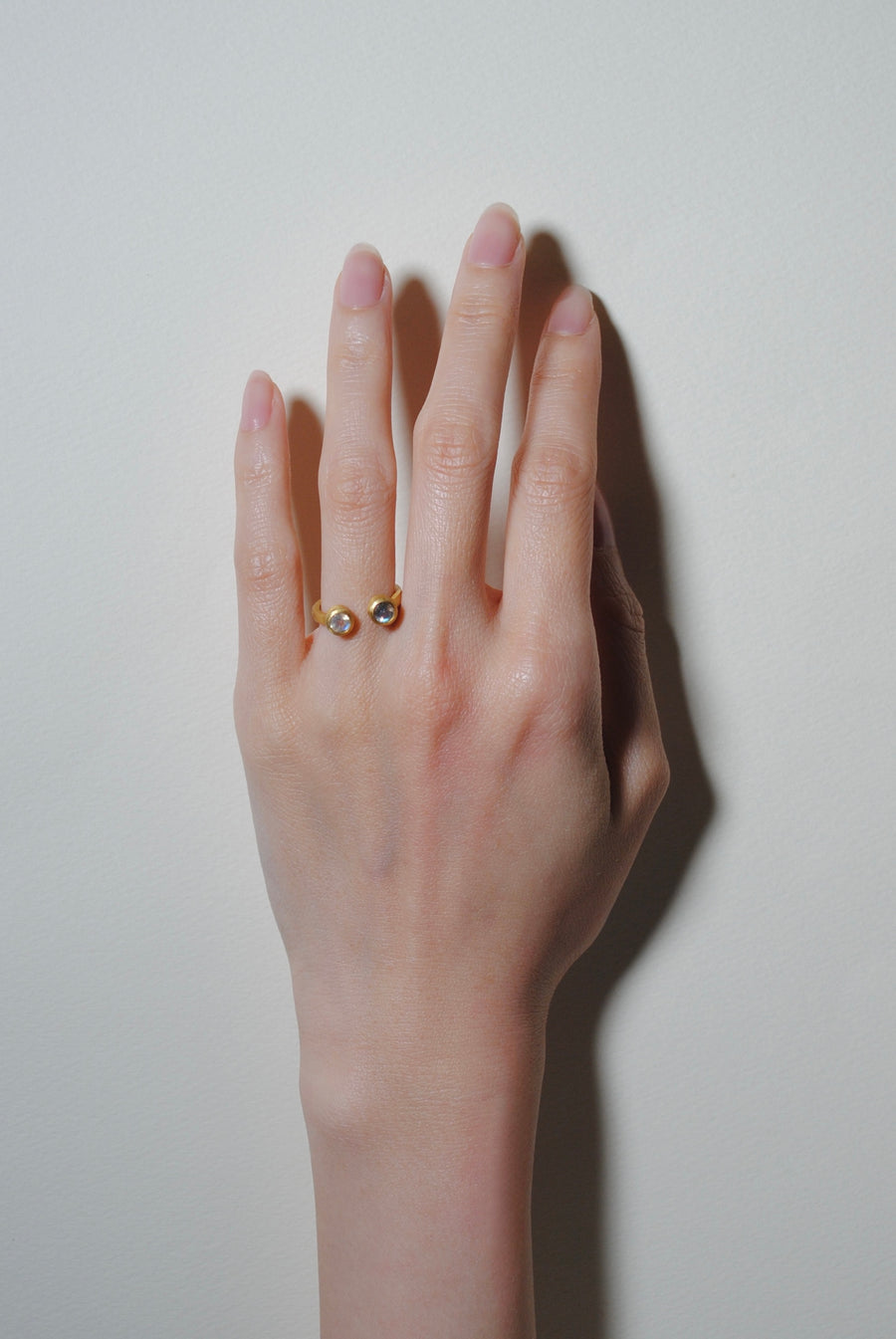 (レインボームーンストーン_ラブラドライト/gold) twin gap ring