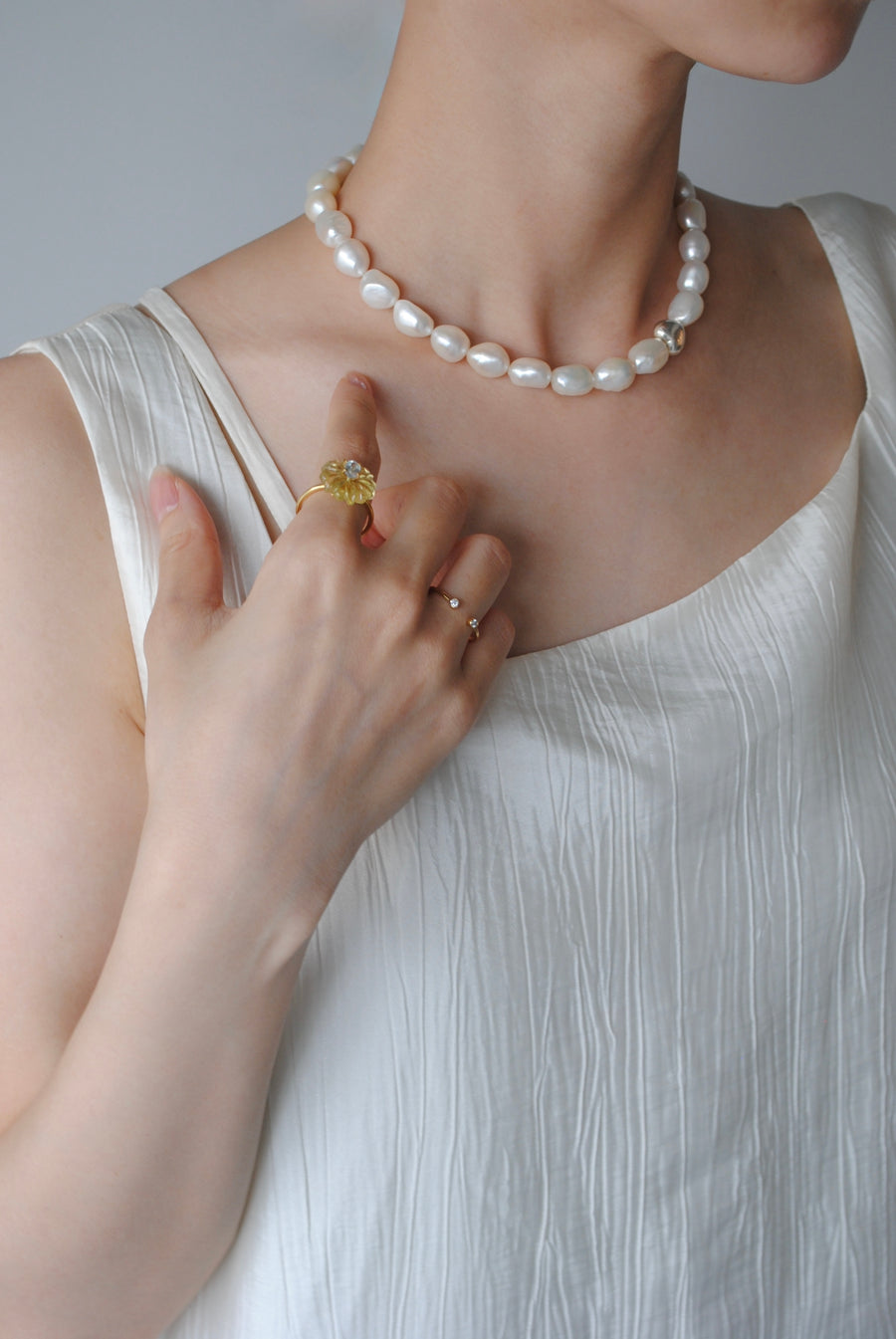 (パール/silver) heart mantel pearl necklace