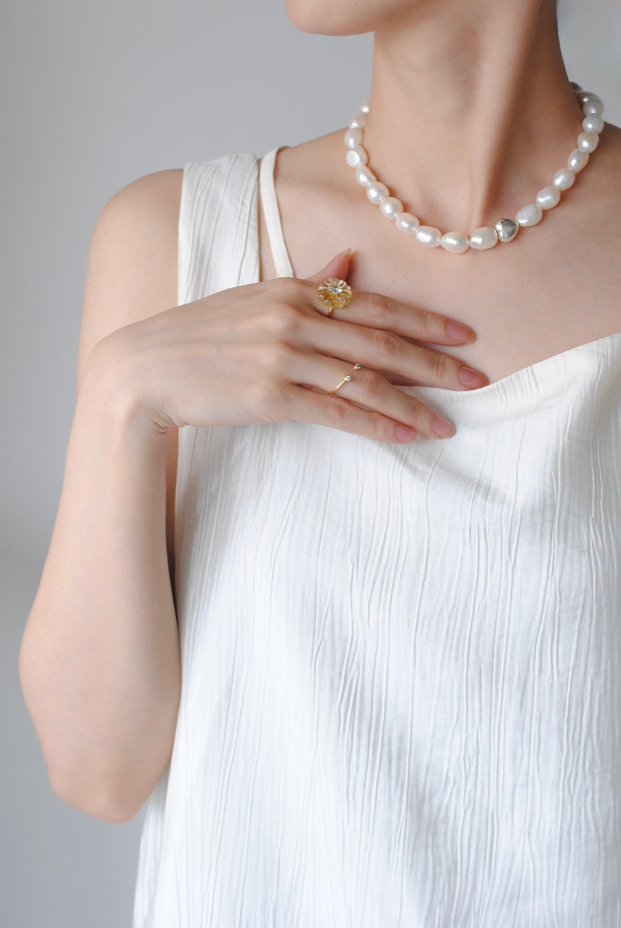 (パール/silver) heart mantel pearl necklace