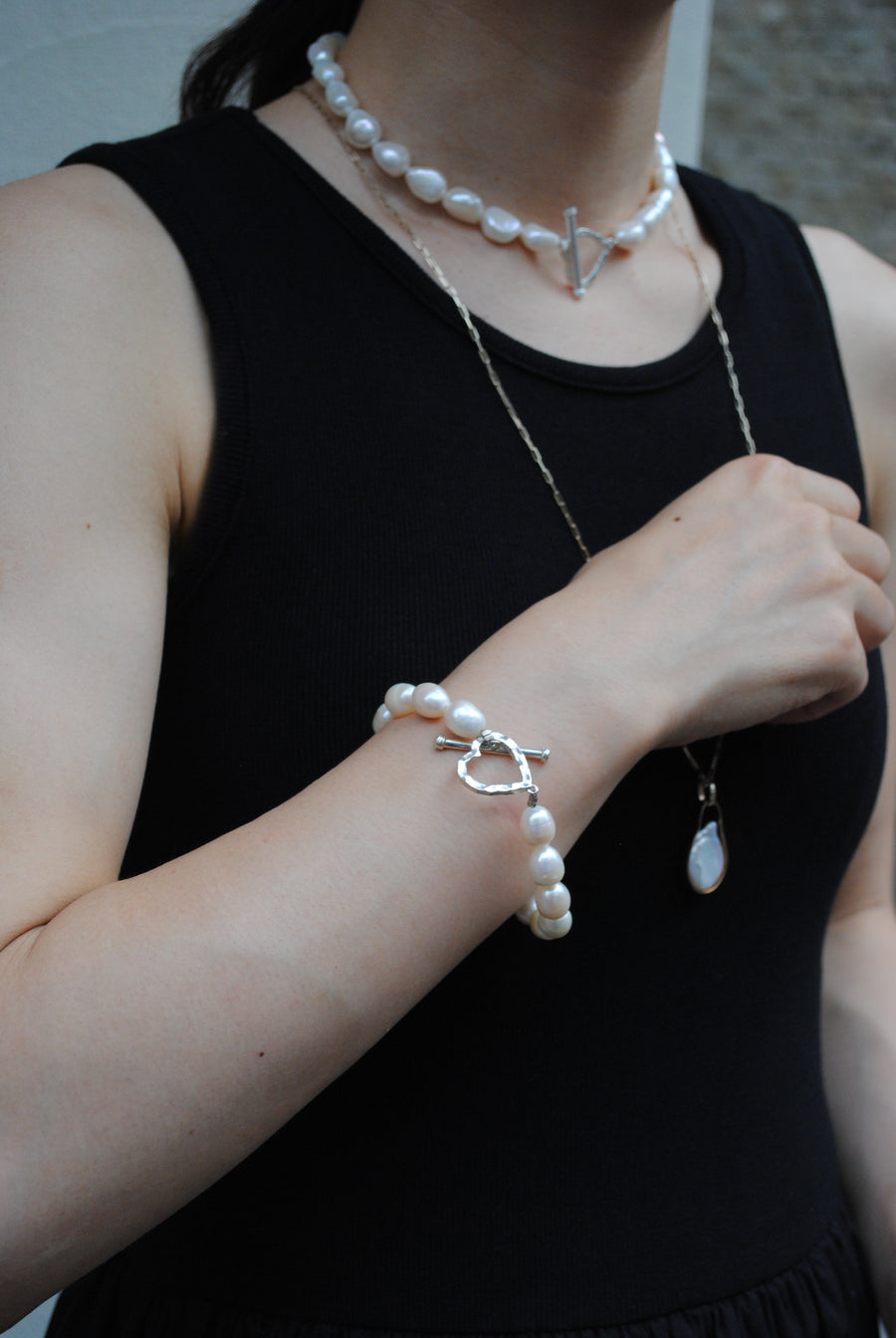 (パール/silver) heart mantel pearl necklace