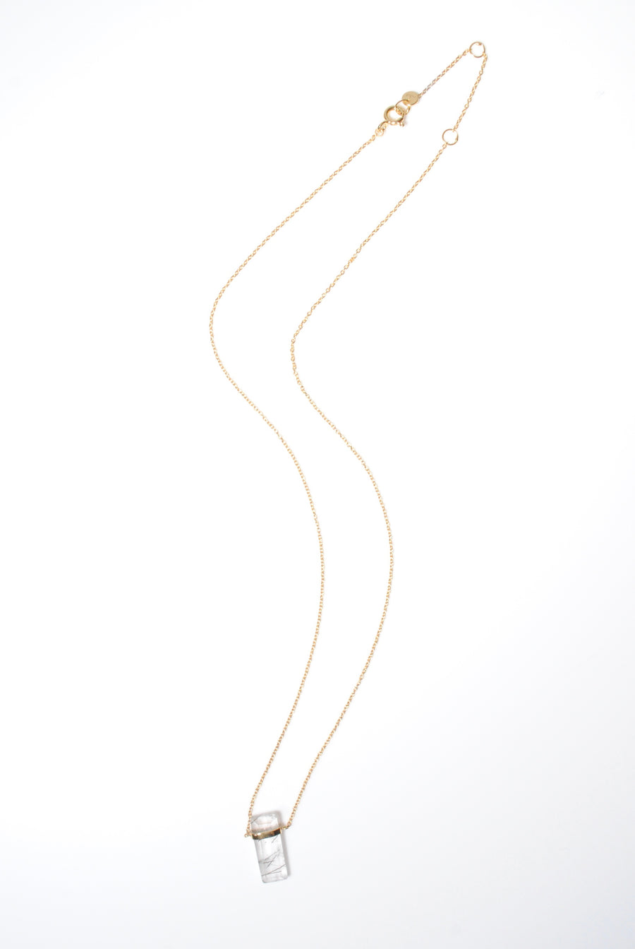 (ブラックルチルインクオーツ/gold) rect bandage necklace