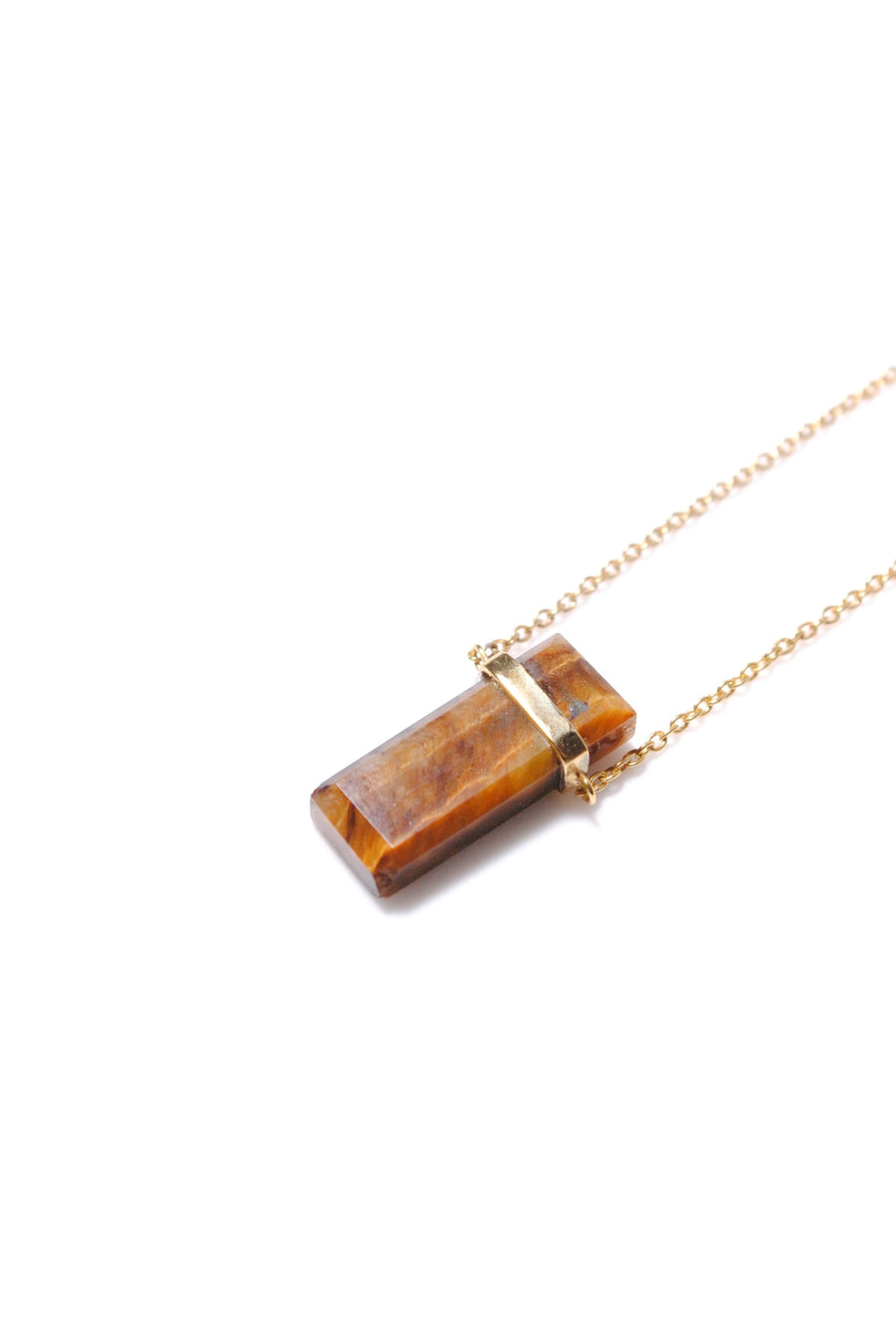 (タイガーアイ/gold) rect bandage necklace