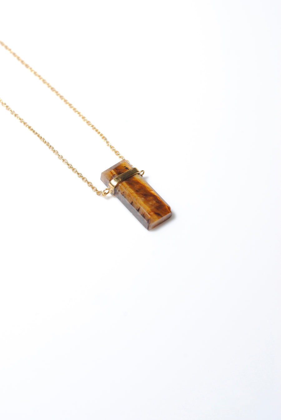 (タイガーアイ/gold) rect bandage necklace
