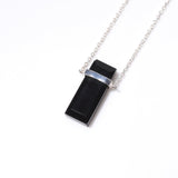 (ブラックオニキス/silver) rect bandage necklace