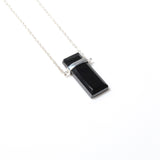 (ブラックオニキス/silver) rect bandage necklace