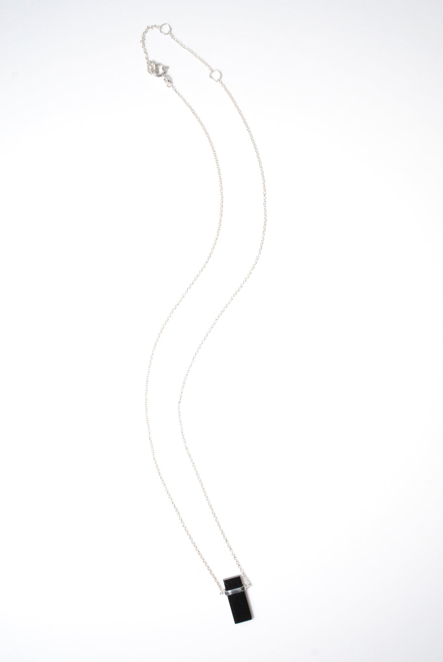 (Black onyx/silver) rect bandage necklace