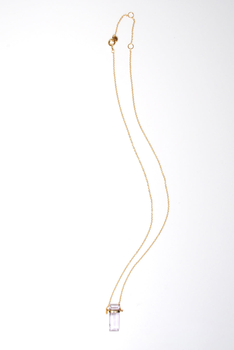 (Pink amethyst/gold) rect bandage necklace