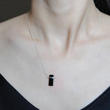(ブラックオニキス/silver) rect bandage necklace