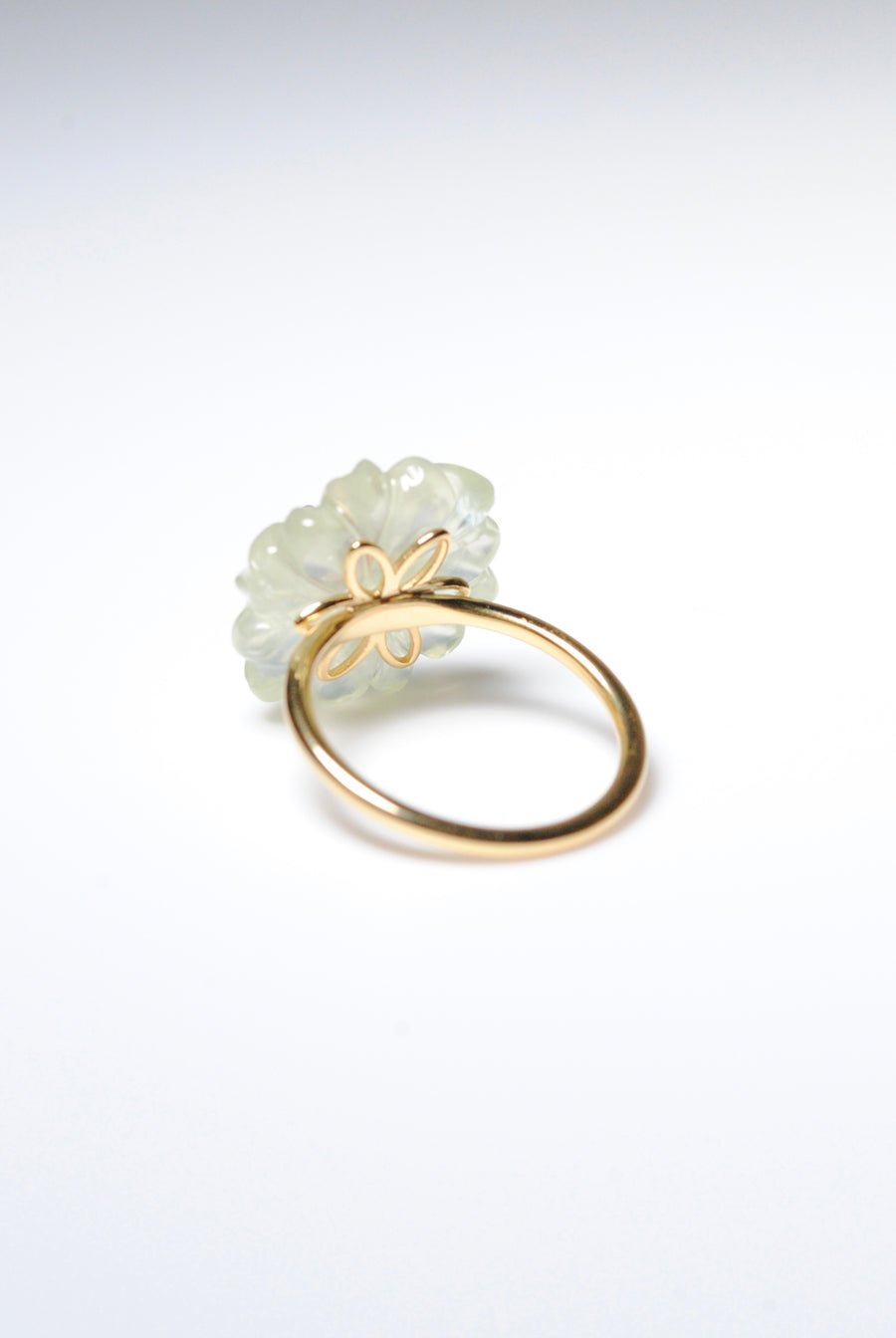 (Prehnite &amp; Petrotourmaline) flower carving ring