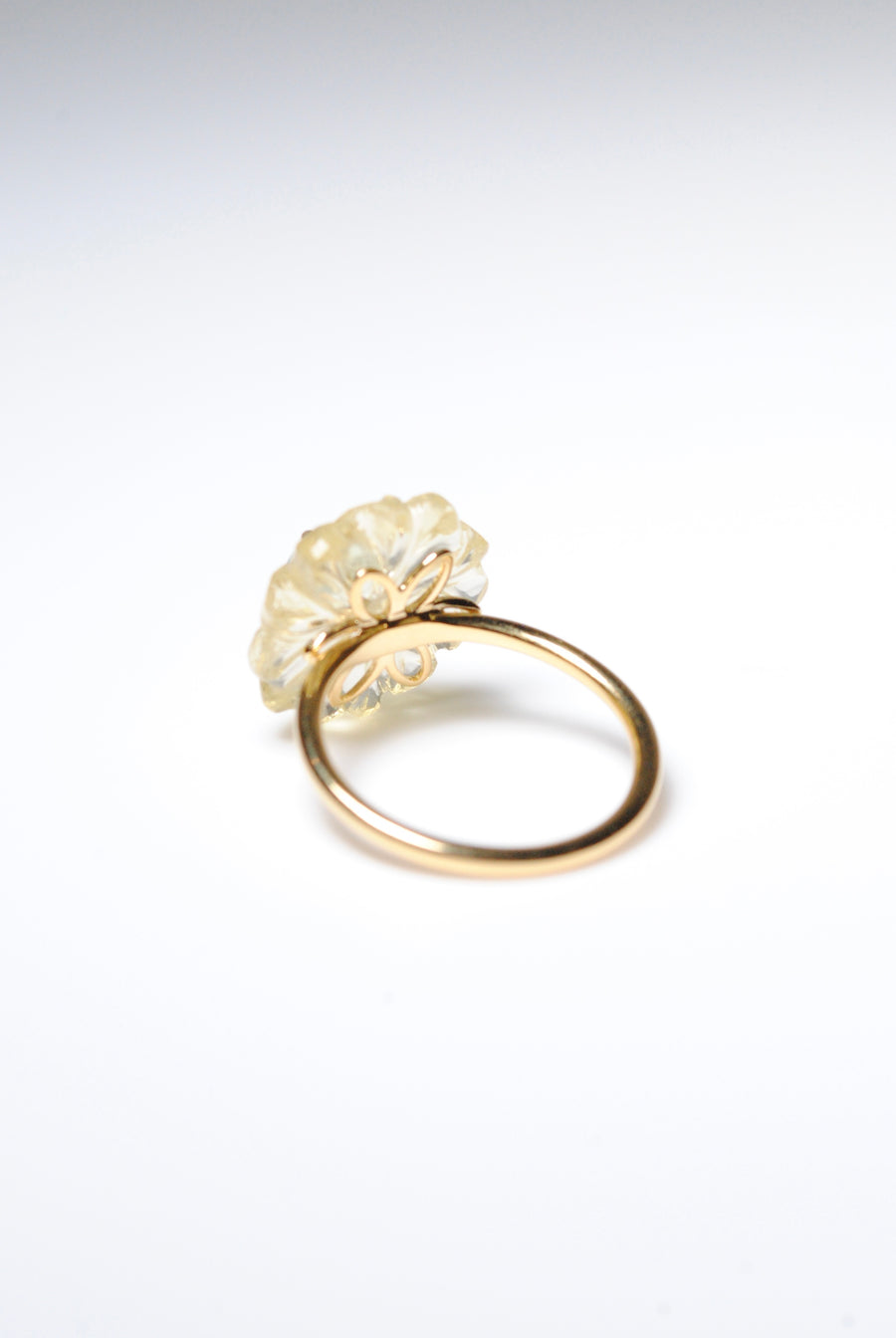 (Lemon quartz &amp; blue topaz) flower carving ring