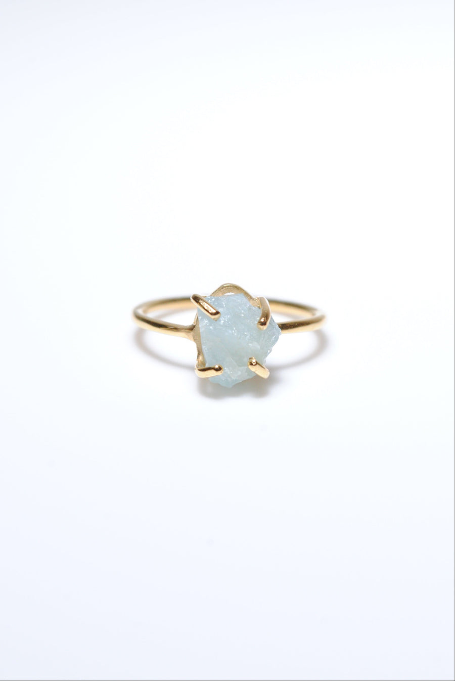 (Milky aquamarine/gold) rough stone ring