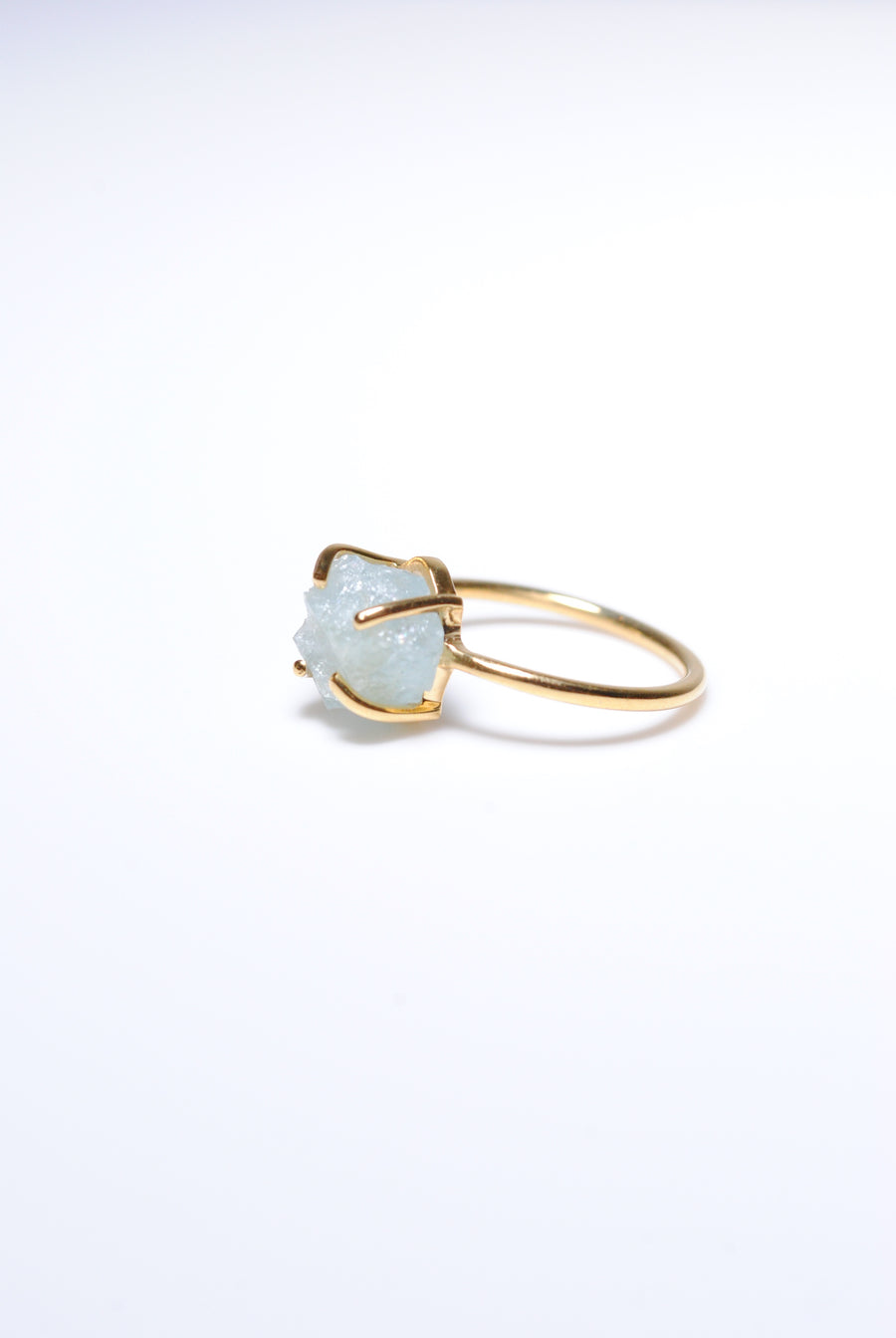 (Milky aquamarine/gold) rough stone ring