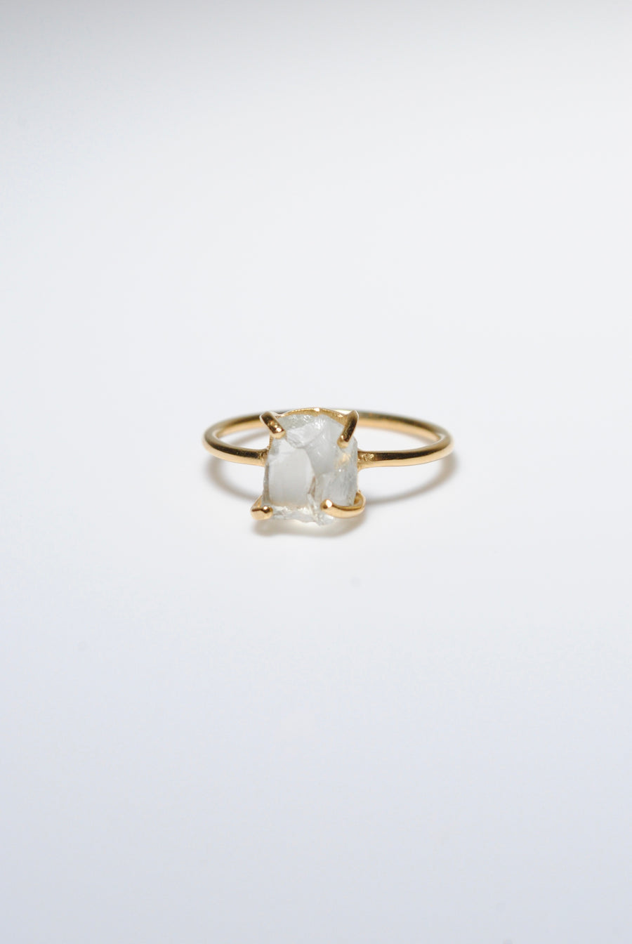 (Green amethyst/gold) rough stone ring