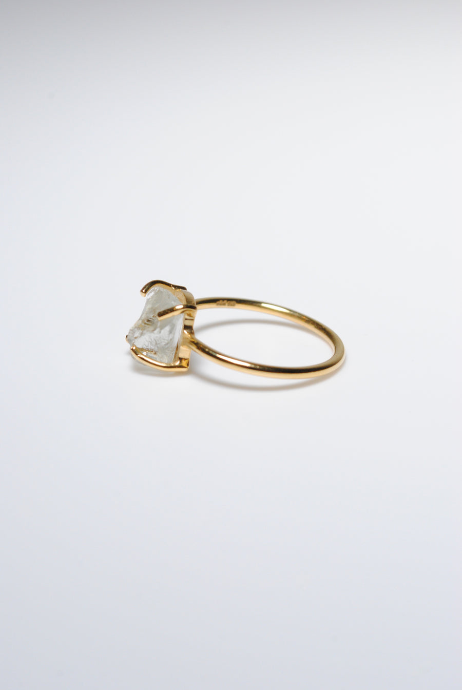 (Green amethyst/gold) rough stone ring